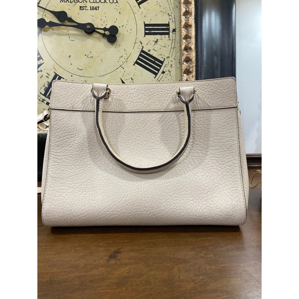 Kate Spade Perri Lane Bag Cream Pebbled Leather Floral Cutout Satchel Crossbody